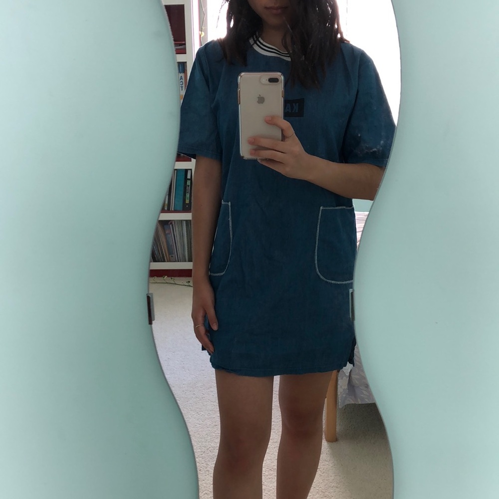 Kanye Dark Chambray T-shirt Dress- One Size